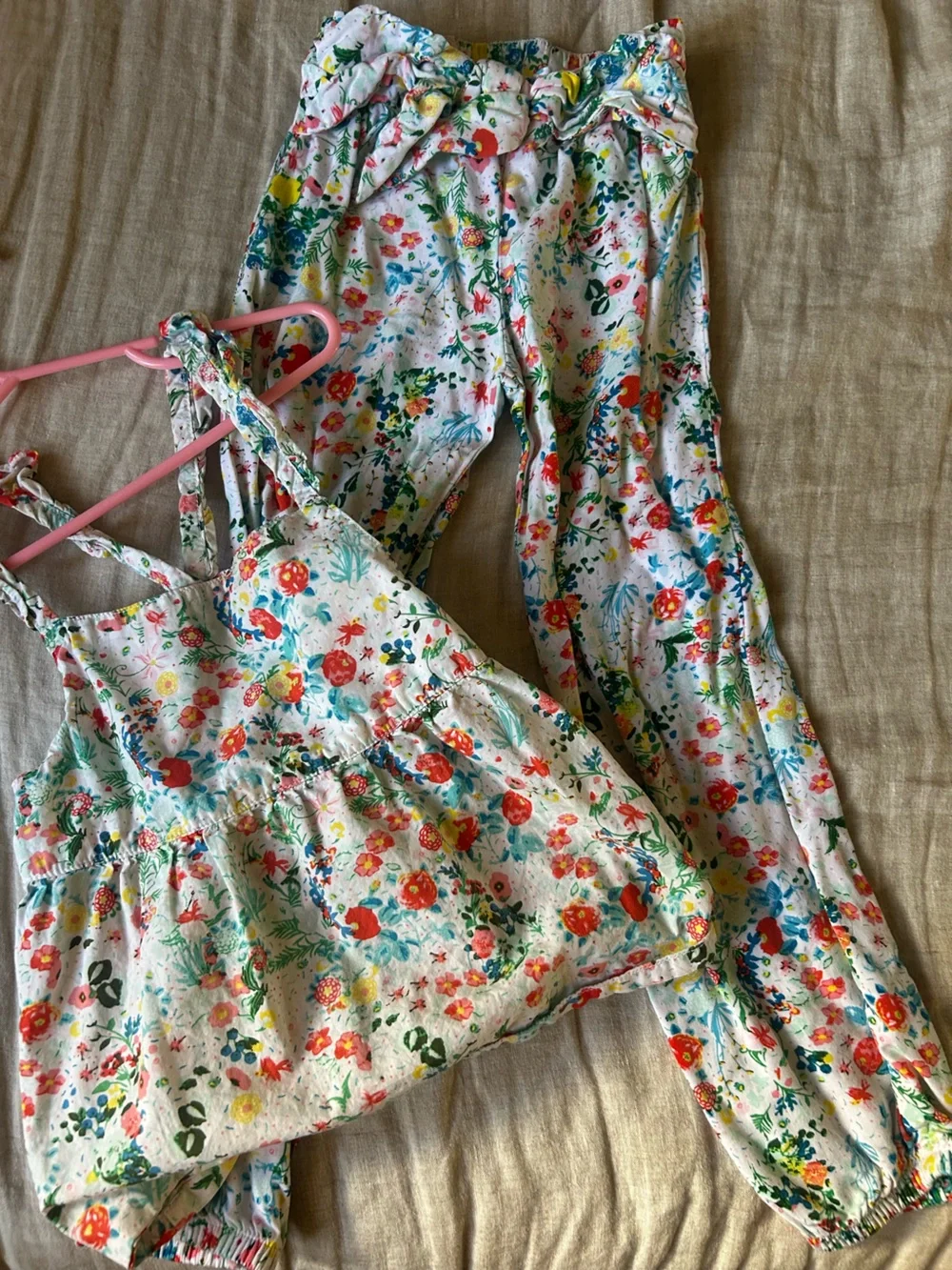 4-5t Floral Print Summer tank and pant set